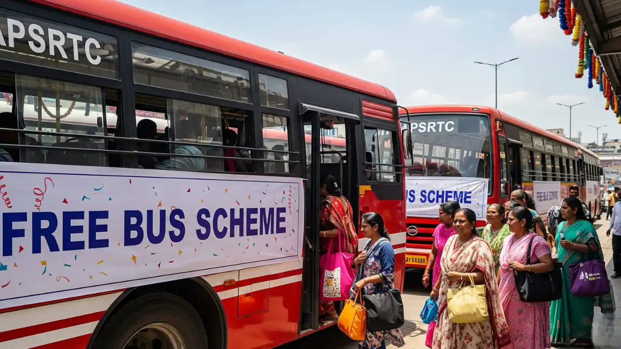 AP Free Bus Scheme - AP women boarding buses under Free Bus Scheme launch by CM Chandrababu
