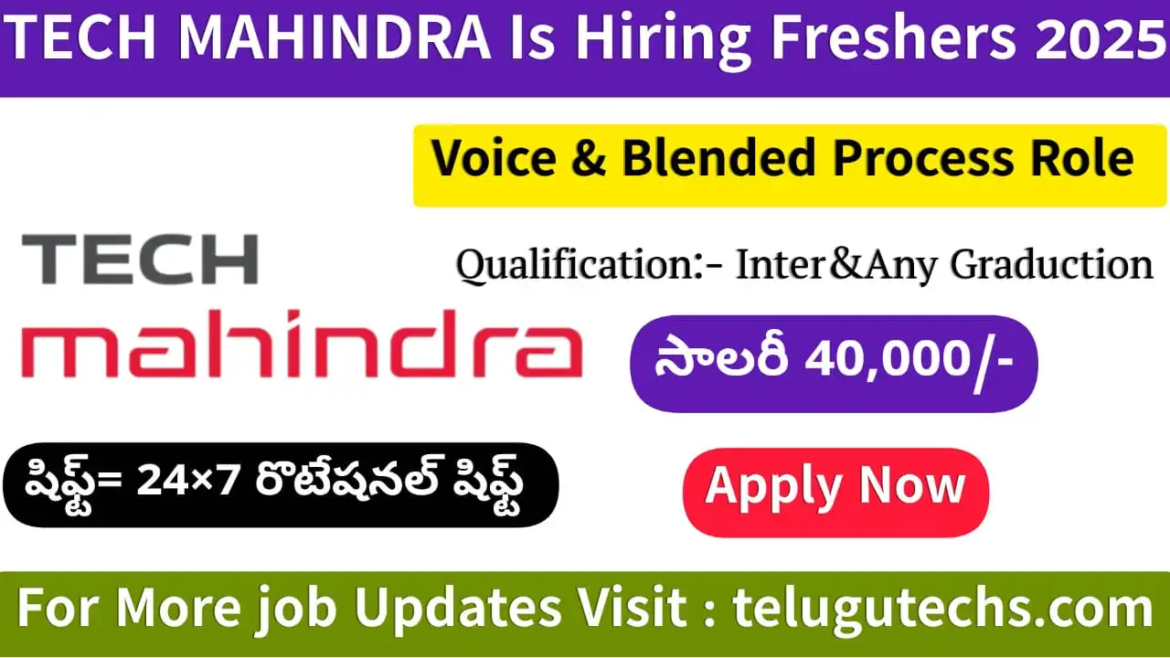 Tech Mahindra Hiring Freshers 2025 - Apply for Voice Process Jobs | Mumbai Location