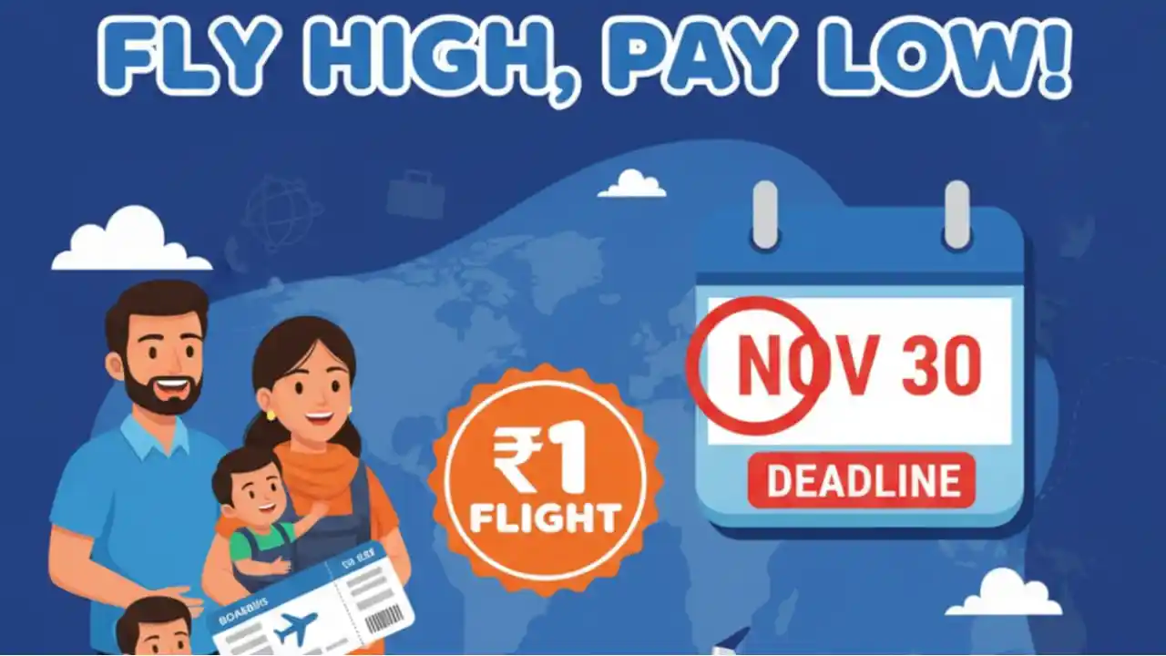 IndiGo ₹1 Flight Offer 2025 - Book ₹1 flight tickets for infants on domestic routes. Valid till Nov 30, 2025. Official goindigo.in deal.